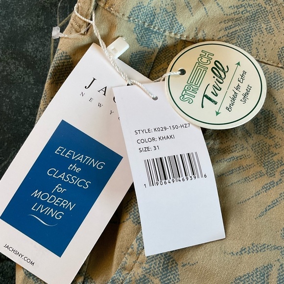 Jachs Men’s Bleecker Shorts Stretch Chino 9” Khaki Blue Floral Print Size 31 NWT - Picture 4 of 7